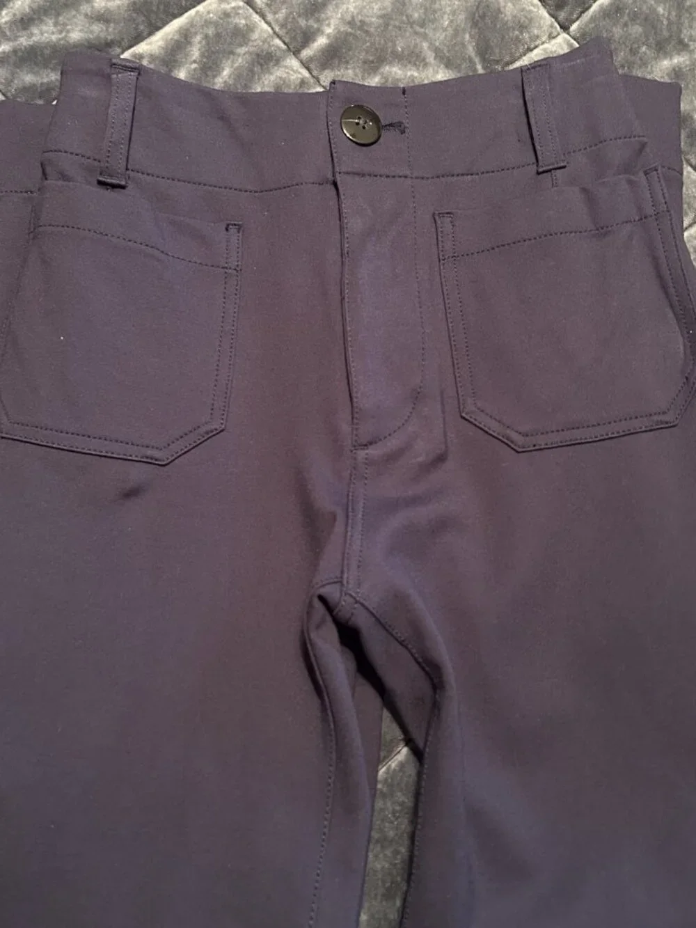 ✨ Anthropologie Maeve The Colette Knit Wide-Leg Cropped Pants in Navy - Picture 6 of 8